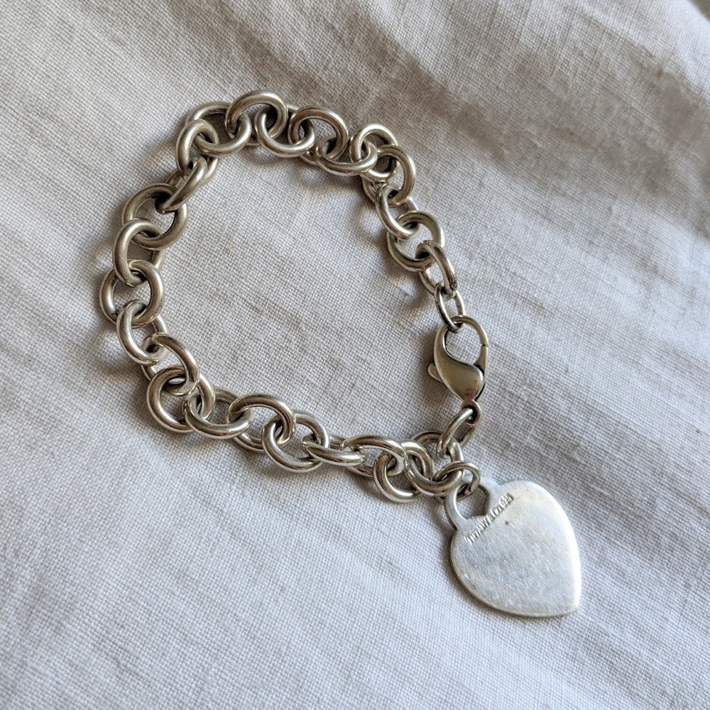 Tiffany & Co Unengraved Heart Tag Charm Bracelet